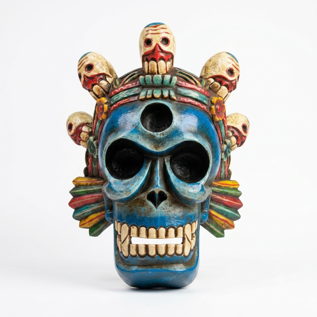 Traditional Blue Mayan Skull Mask